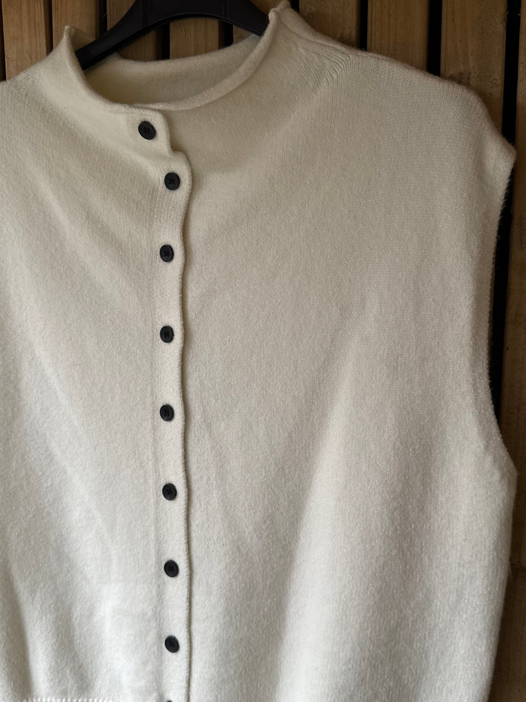 Button Down Soft Knit Tank Top - Cream