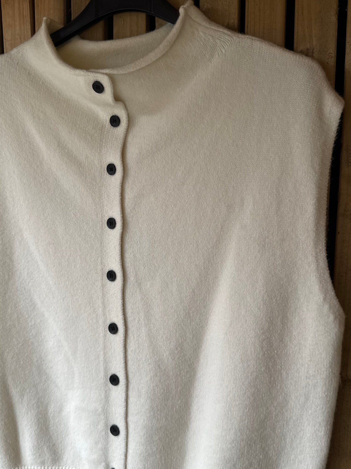 Button Down Soft Knit Tank Top - Cream