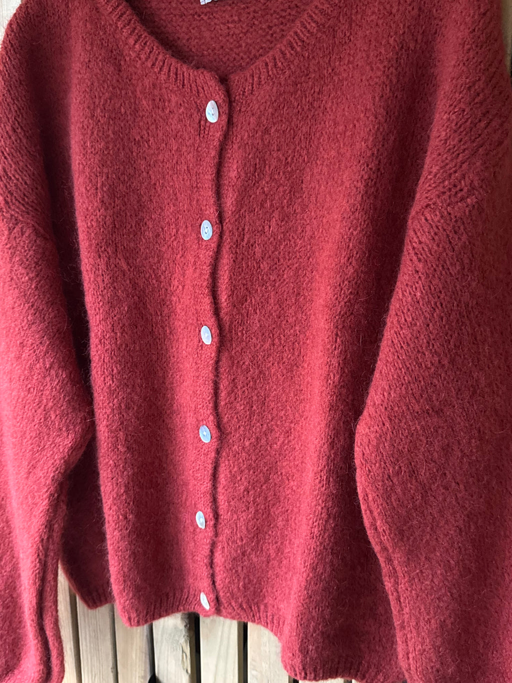 Mohair Long Sleeve Cardigan - Rust