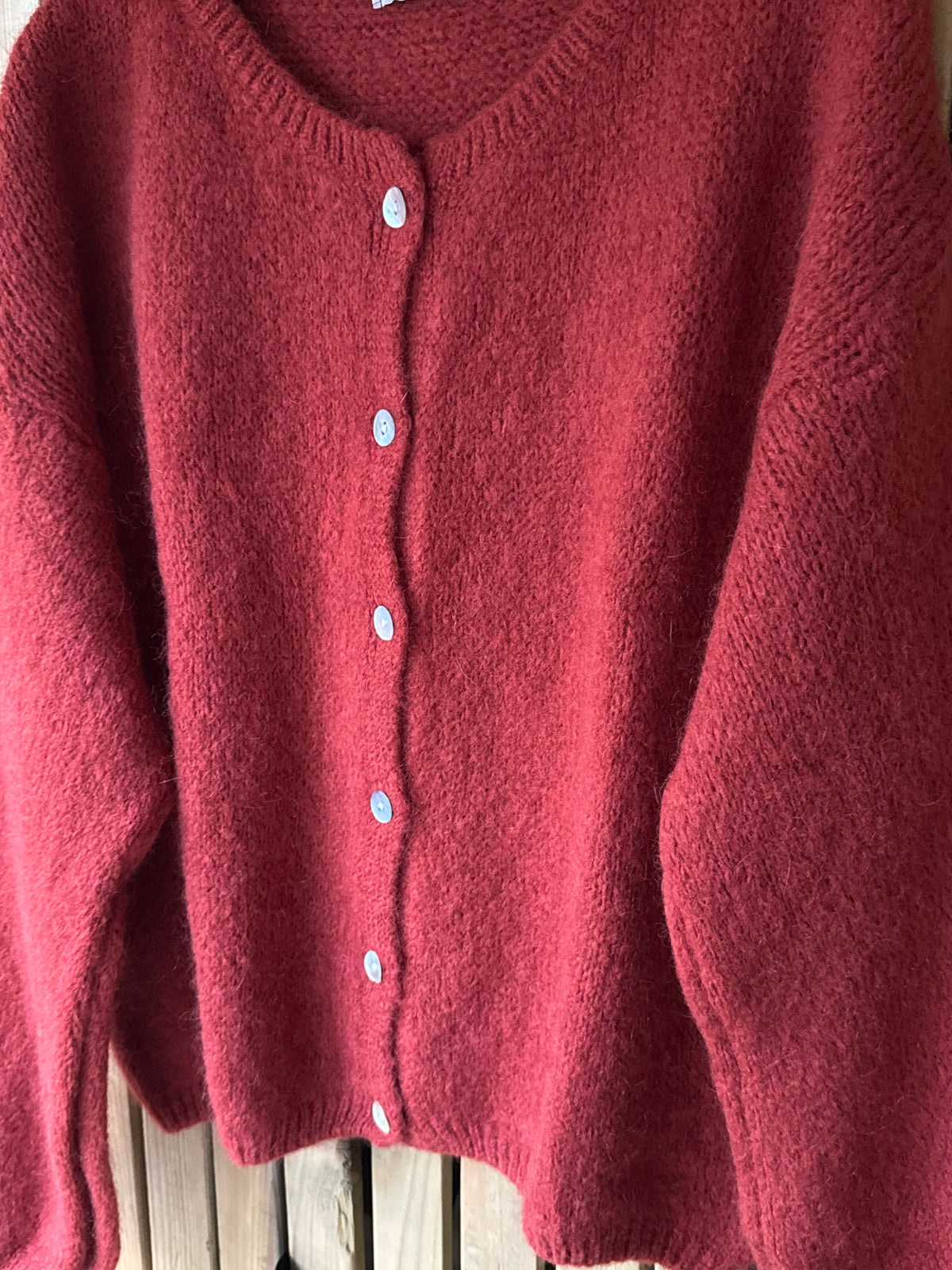 Mohair Long Sleeve Cardigan - Rust