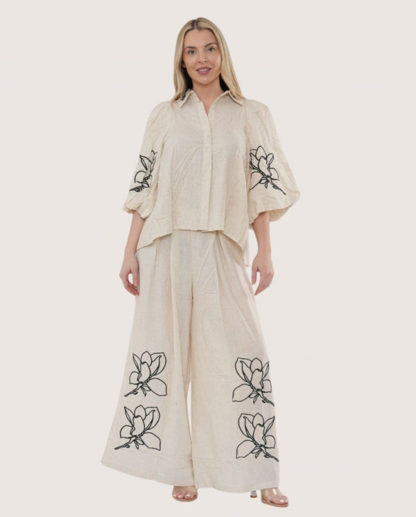 Tuscany Embroidered Co-Ord Trousers