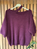 Mohair Cut Out Neck Jumper - Plum