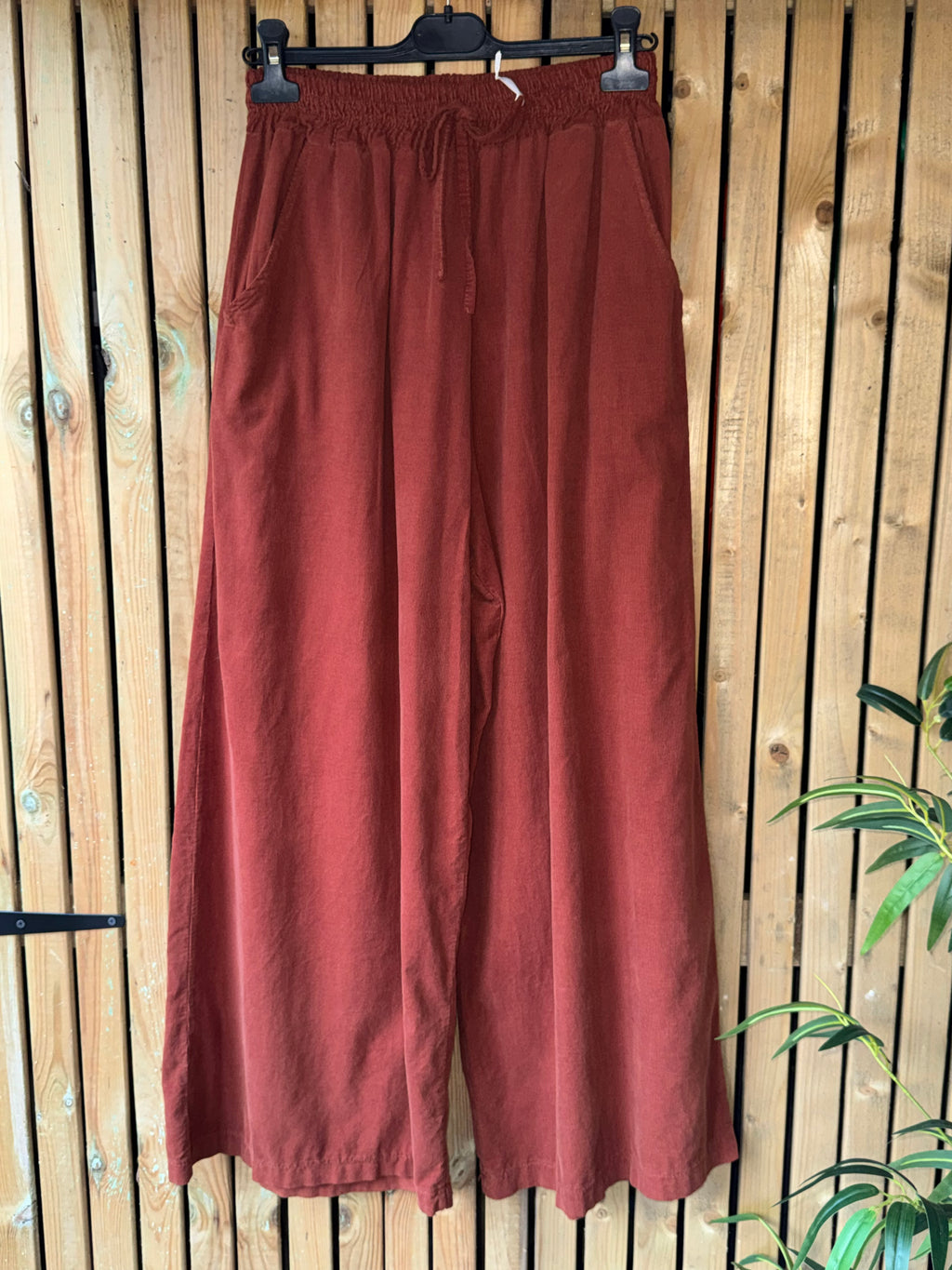 Fine Cord Wide Leg Trouser - Rust