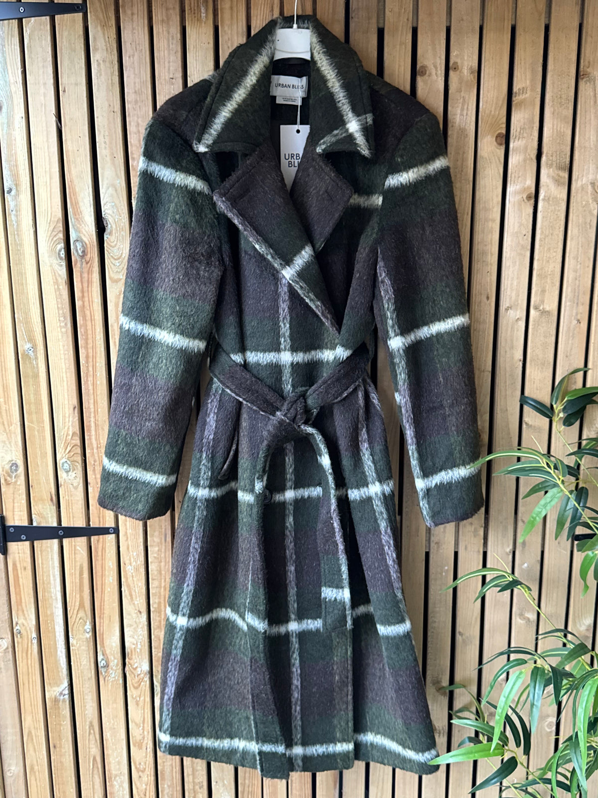 Belted Check Blanket Coat