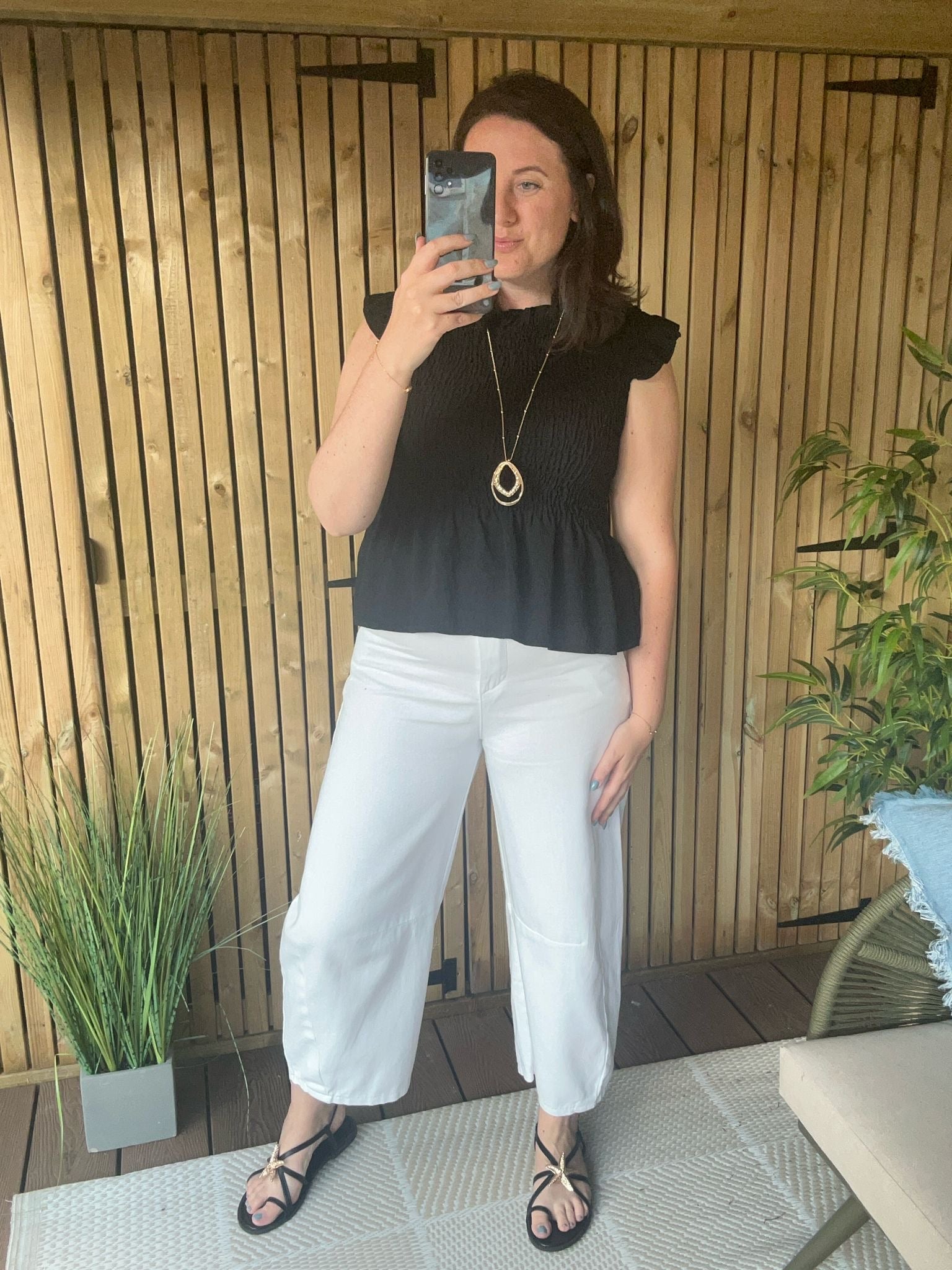 Elasticated Ruched Frill Top