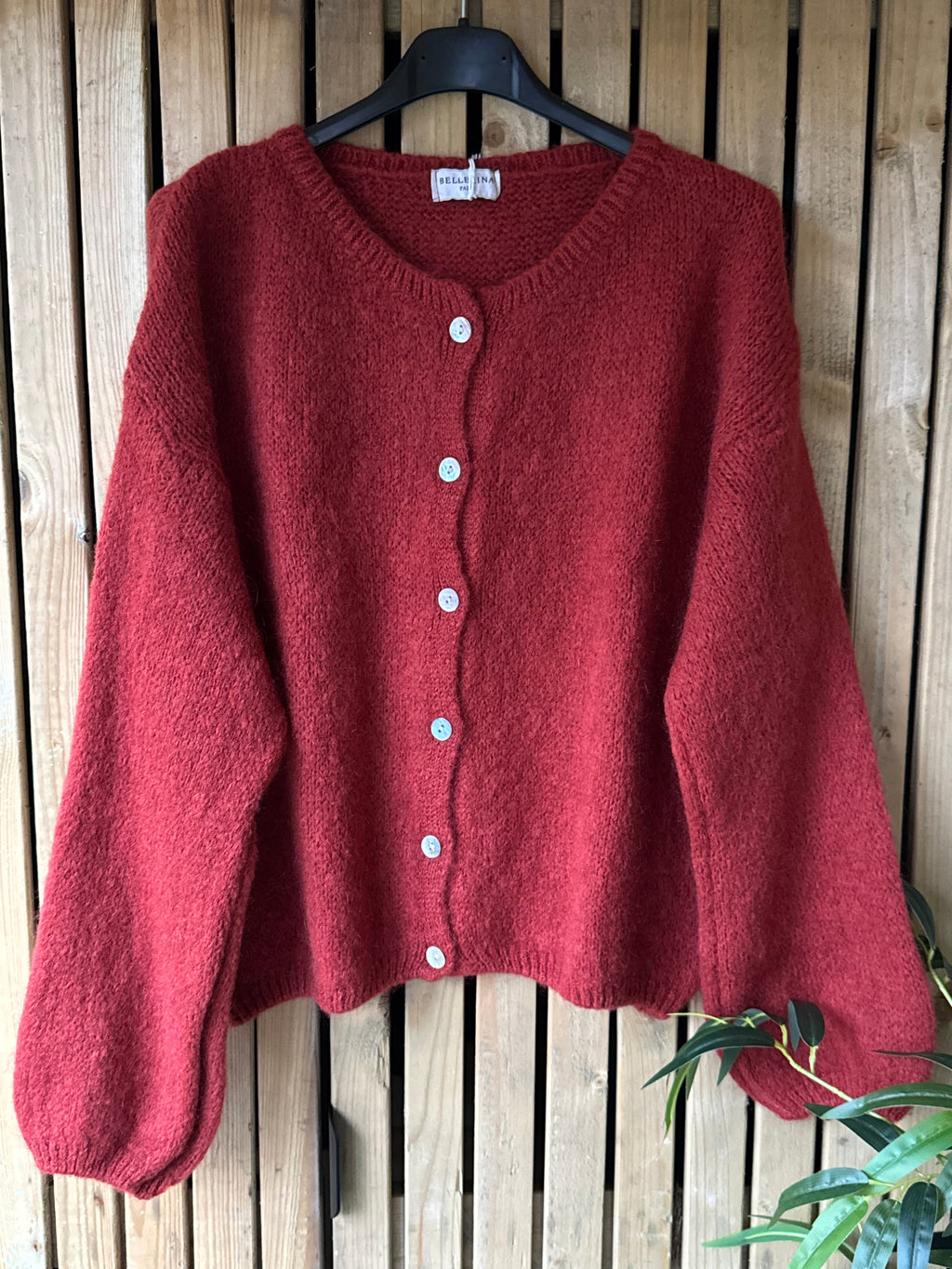Mohair Long Sleeve Cardigan - Rust
