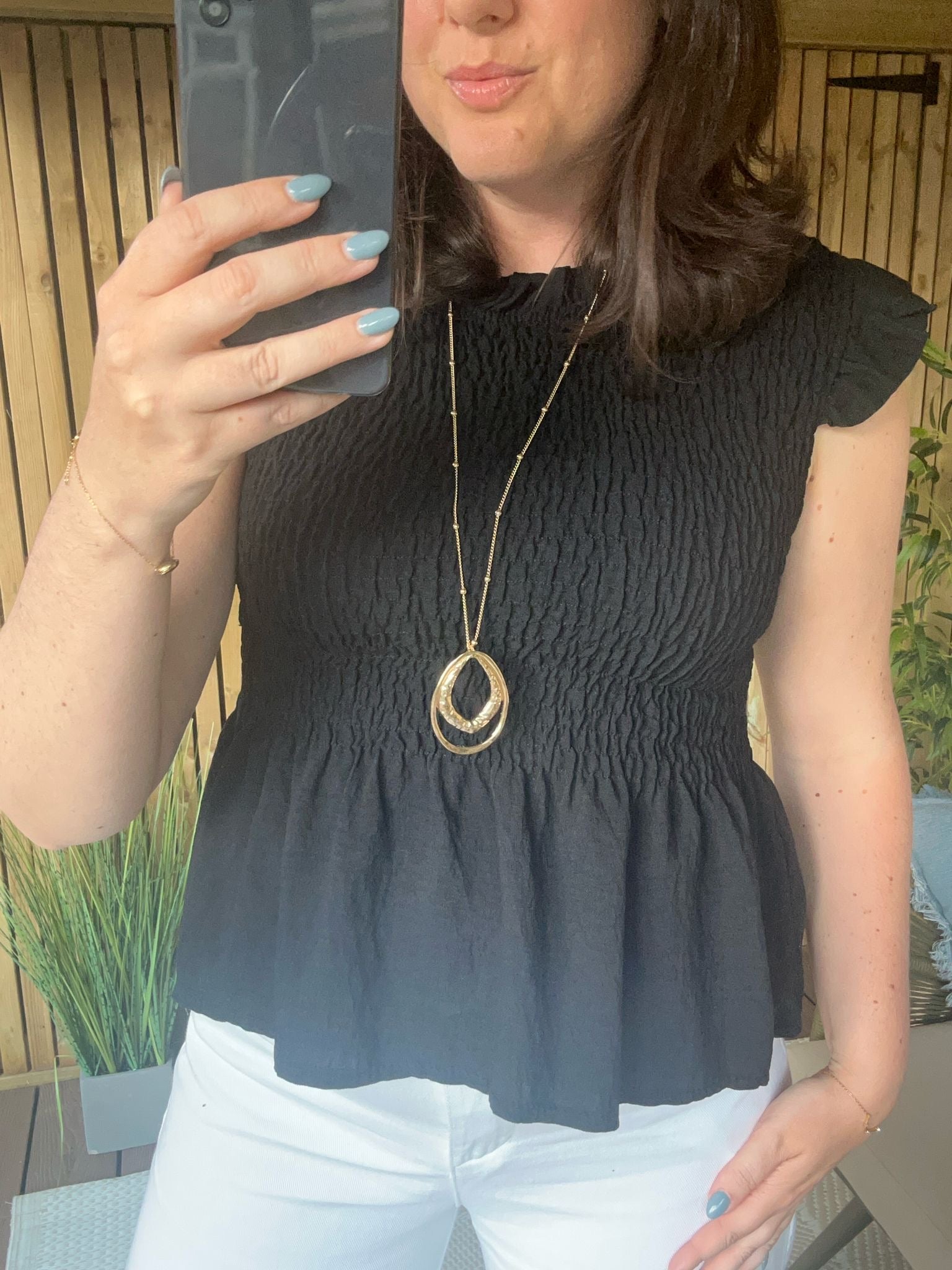 Elasticated Ruched Frill Top