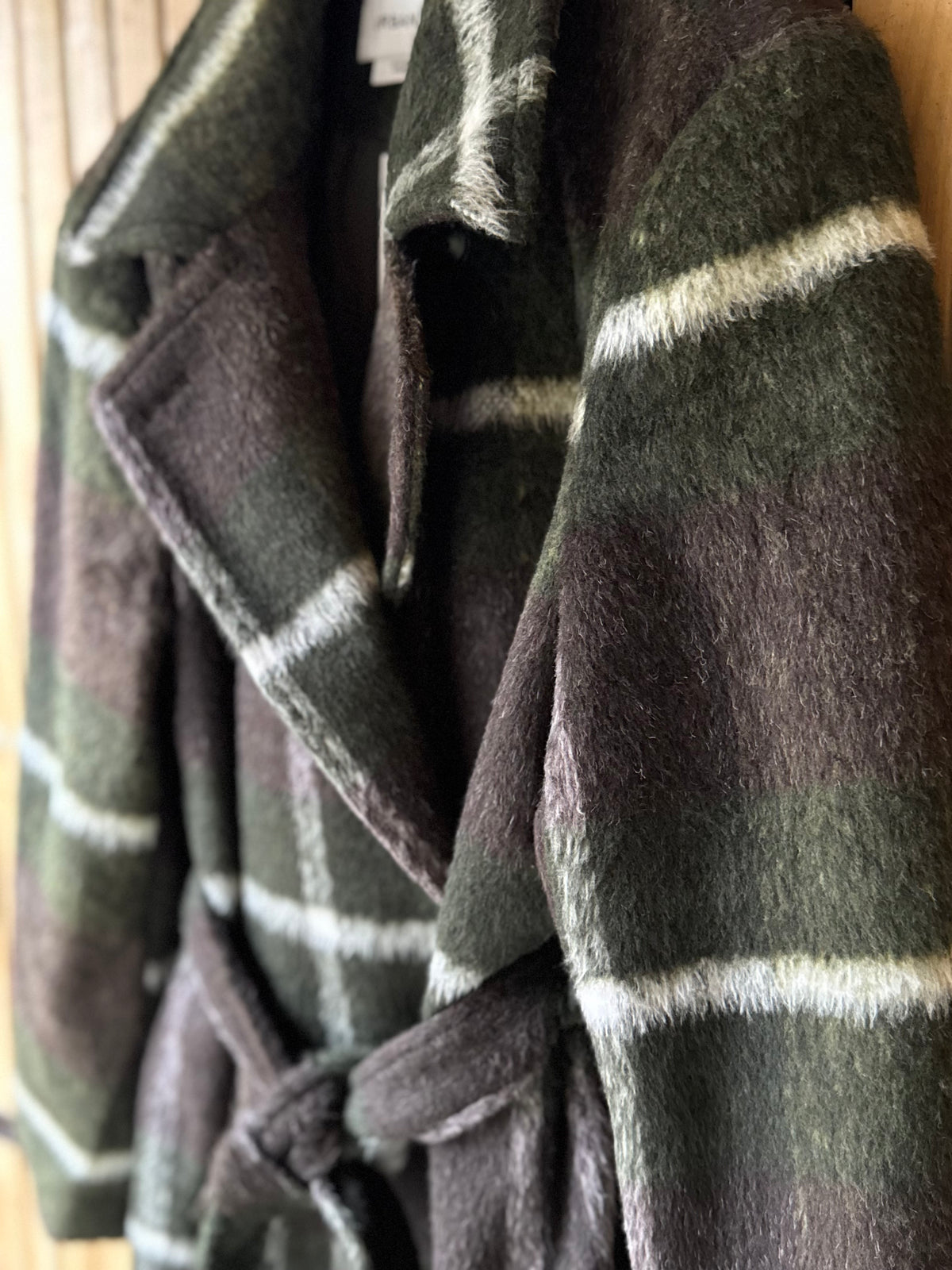Belted Check Blanket Coat