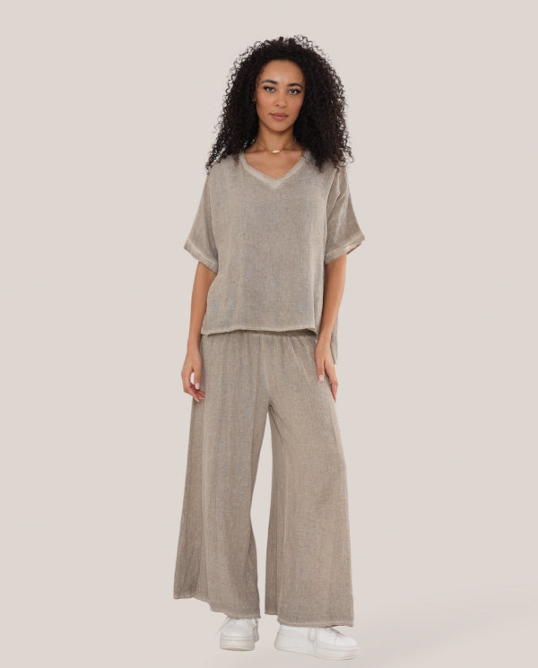 Capri Wide-Leg Linen Trousers