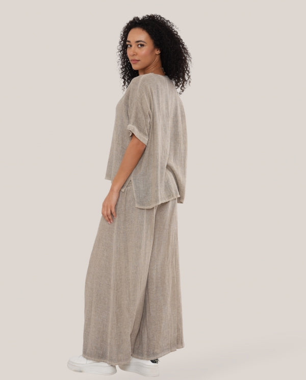 Capri Wide-Leg Linen Trousers