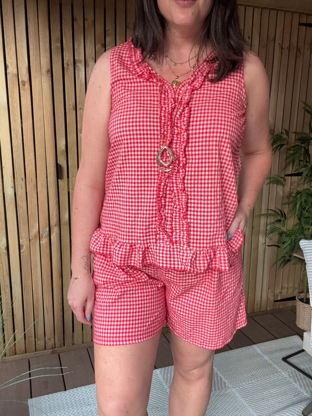 Gingham Tunic - Red