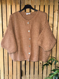 Mohair Cropped Sleeve Cardigan - Camel