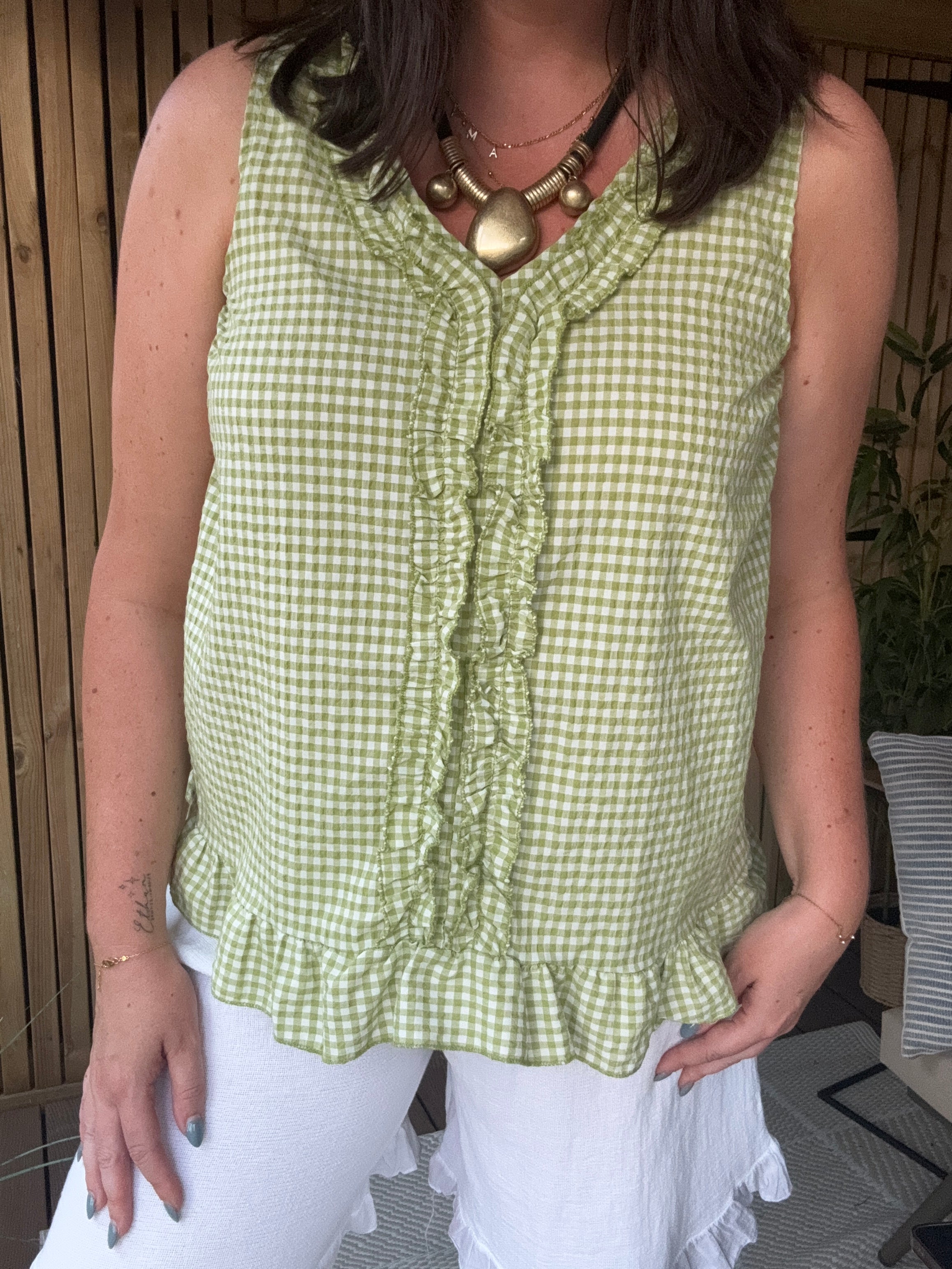 Gingham Tunic - Lime