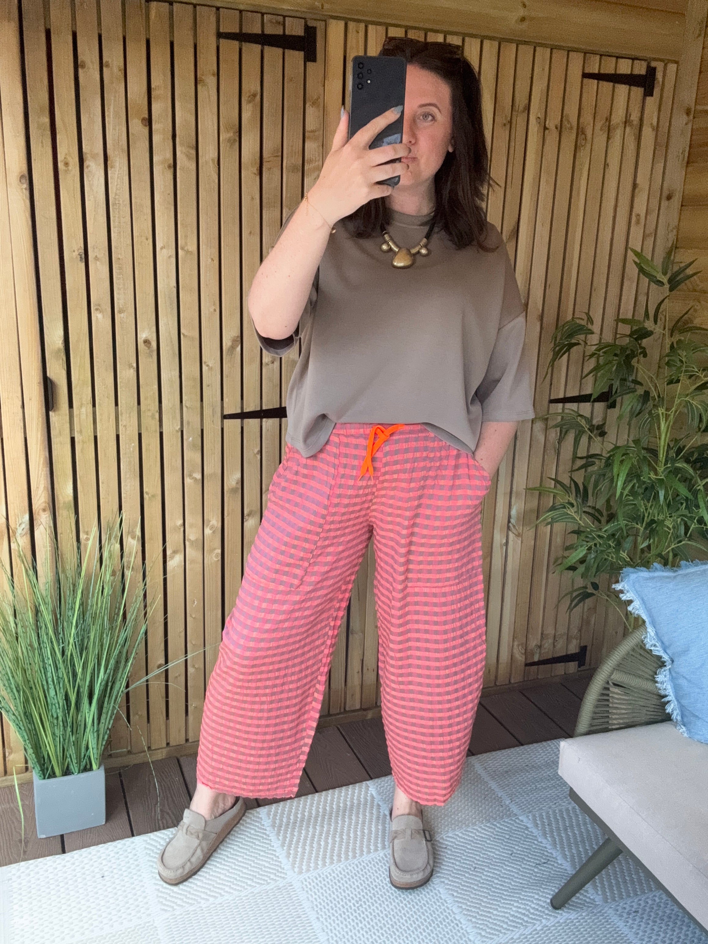 Gingham Relaxed Trouser