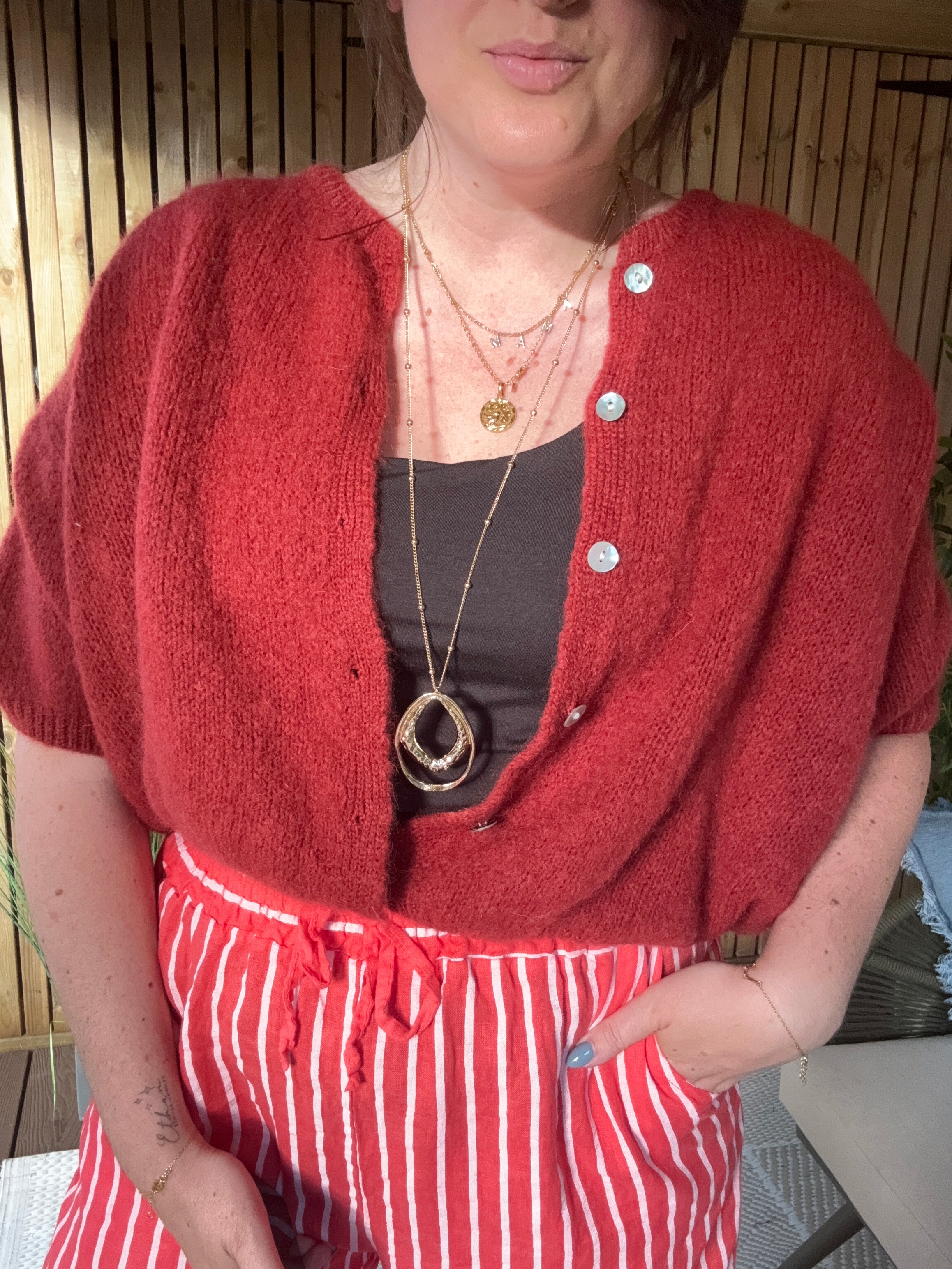 Mohair Cropped Sleeve Cardigan