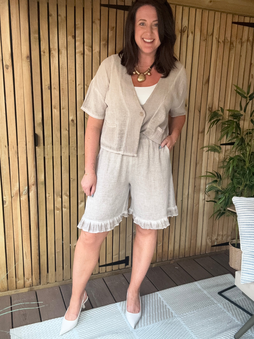 One Button Gauze Linen Top