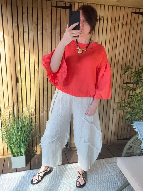Balloon Sleeve Linen Top