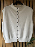 Button Down Soft Knit Tank Top - Cream