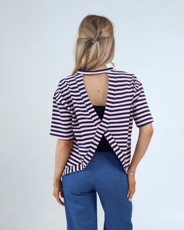 Monaco Stripe Twist Back Tee