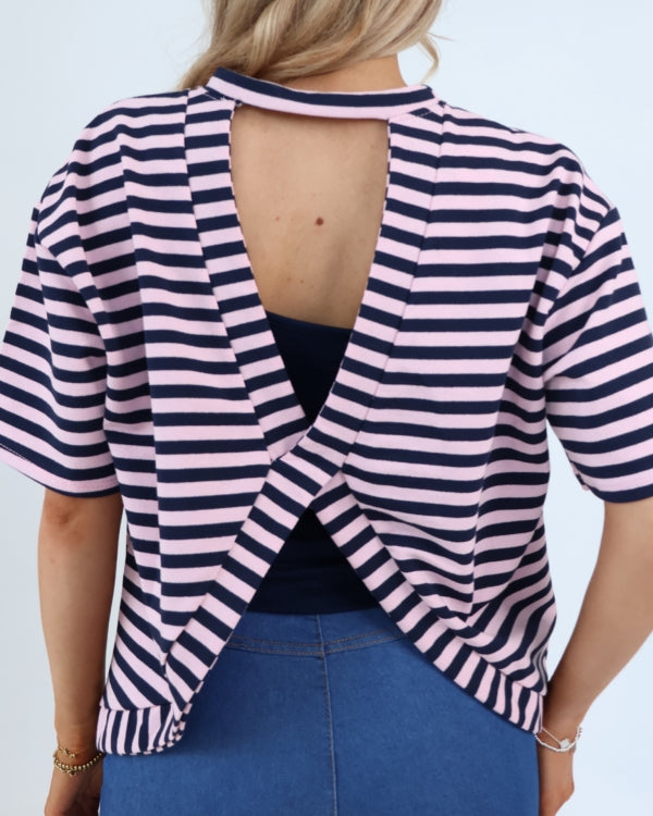 Monaco Stripe Twist Back Tee