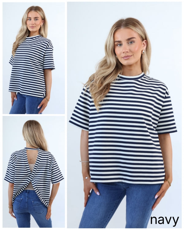 Monaco Stripe Twist Back Tee