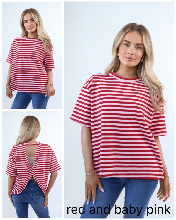 Monaco Stripe Twist Back Tee