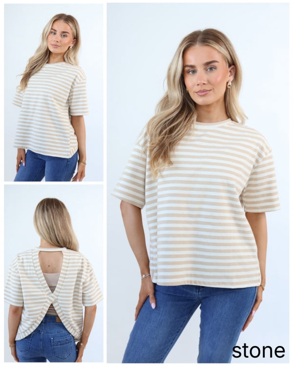 Monaco Stripe Twist Back Tee