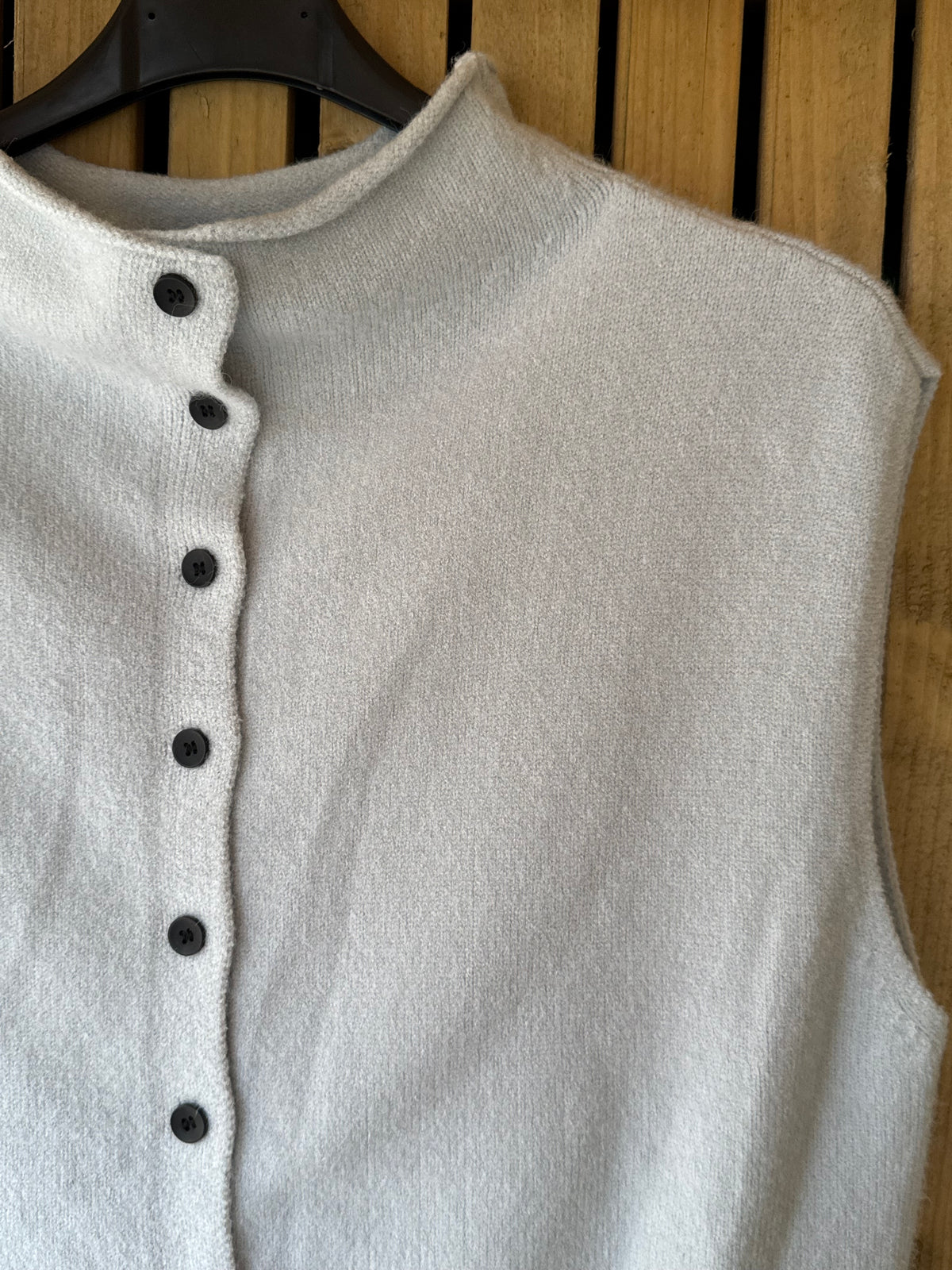 Button Down Soft Knit Tank Top - Icy Blue