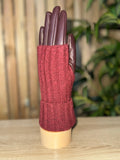 Leather & Knit Layered Gloves - Oxblood