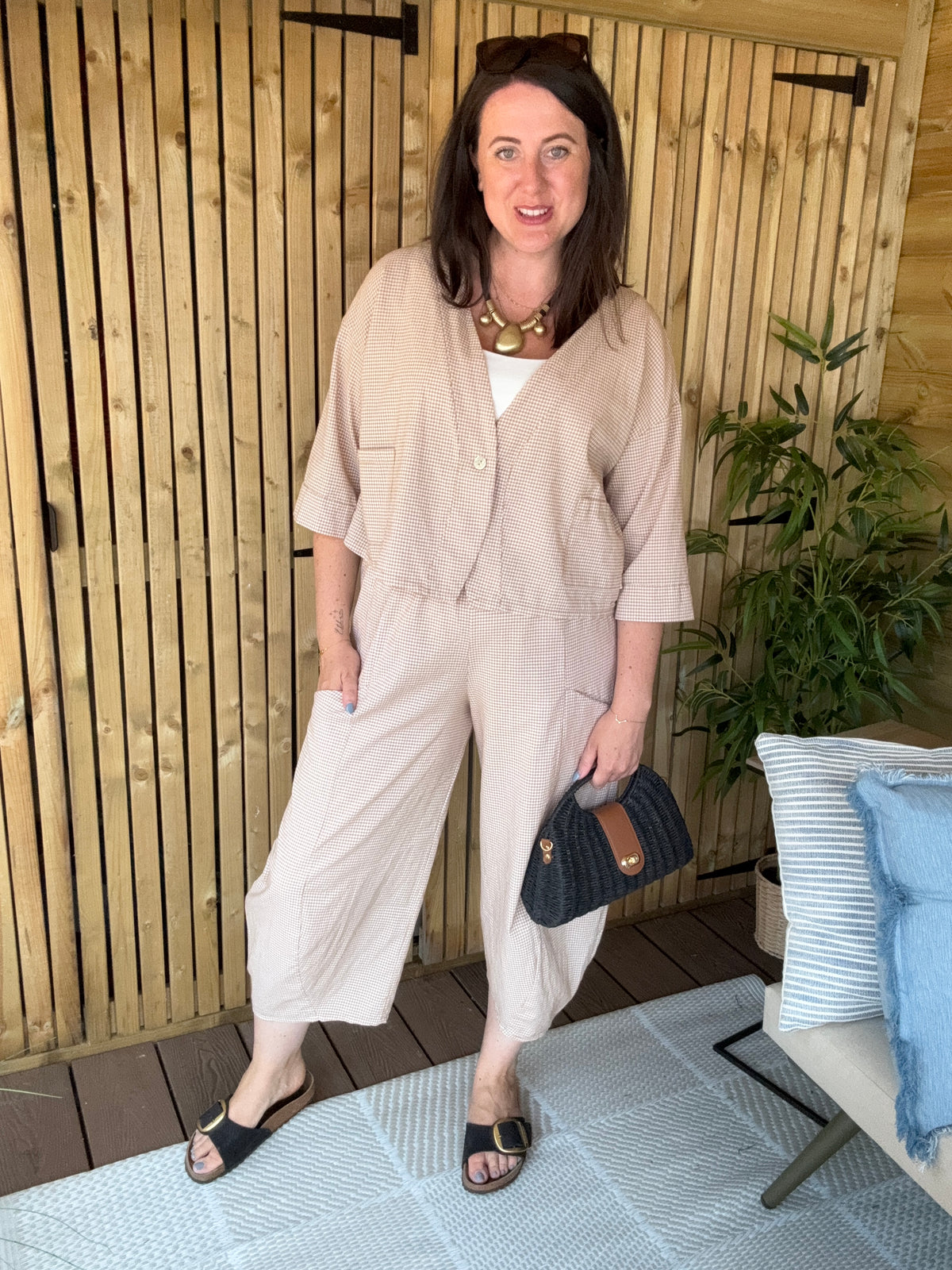 Gingham Co Ord - Camel