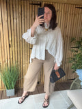 Cotton Barrel Leg Trousers