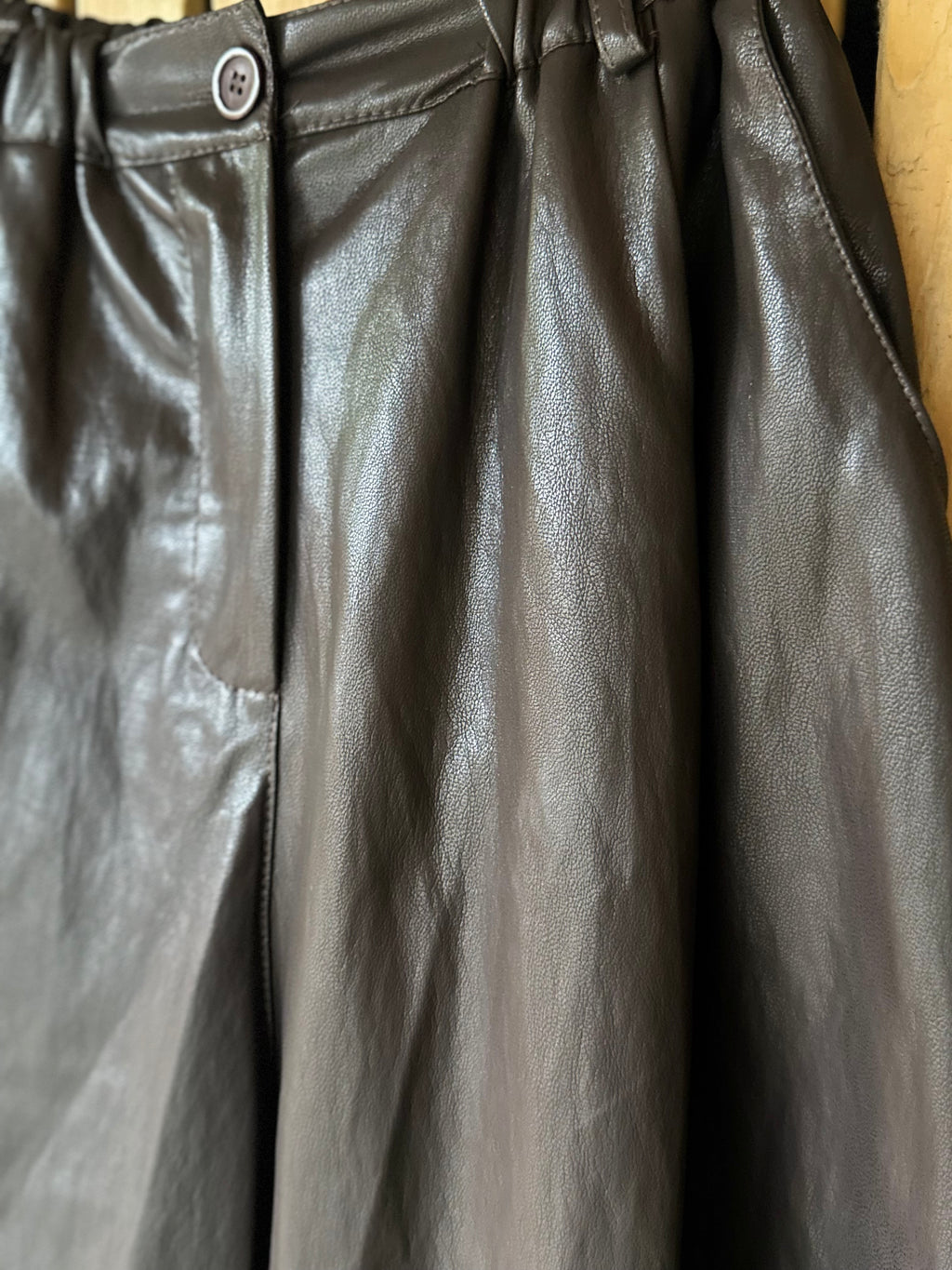 Faux Leather Barrel Trouser