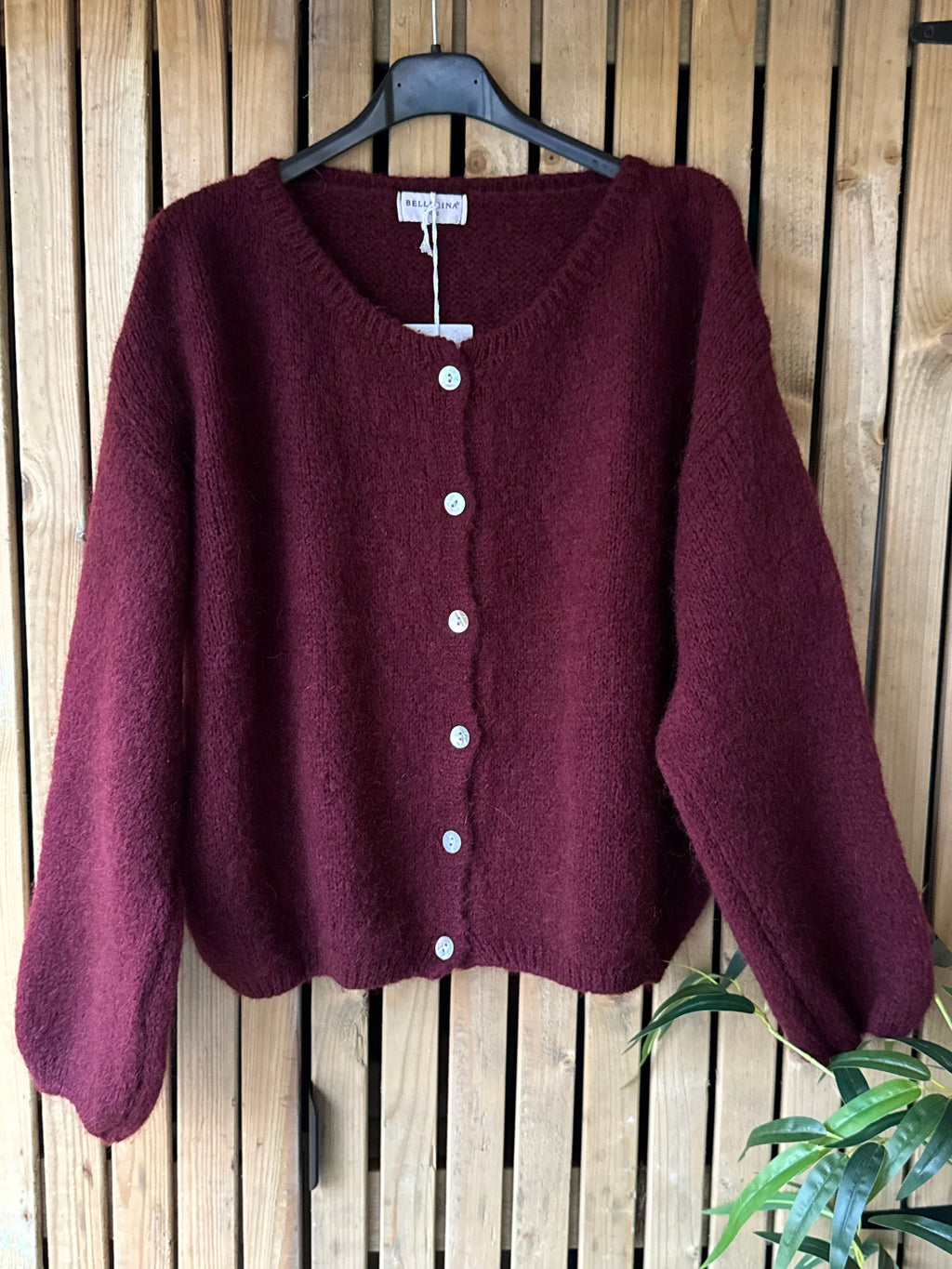 Mohair Long Sleeve Cardigan - Deep Plum
