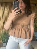 Elasticated Ruched Frill Top