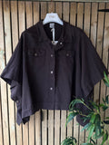 Denim Cape Jacket - Chocolate
