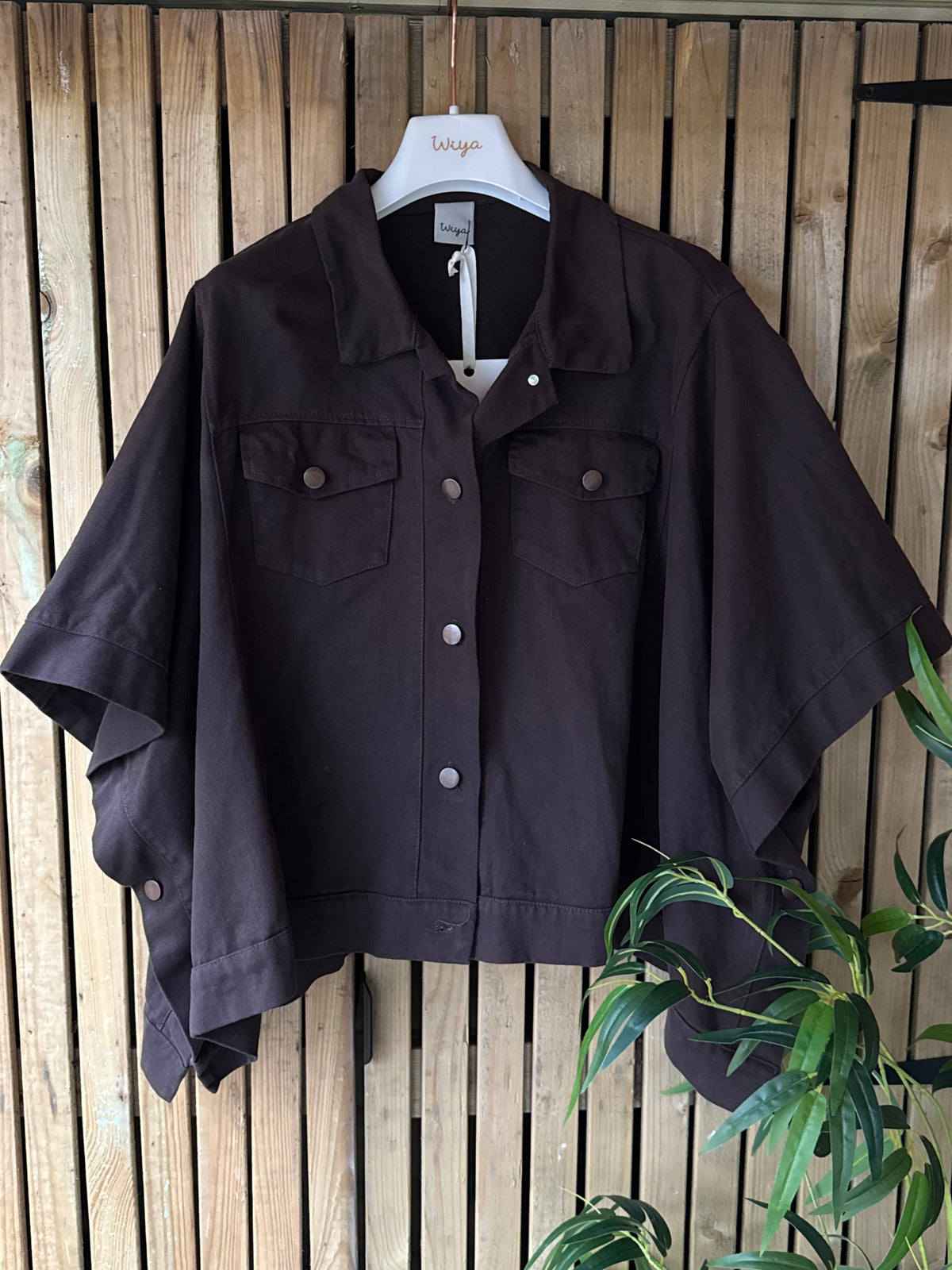 Denim Cape Jacket - Chocolate