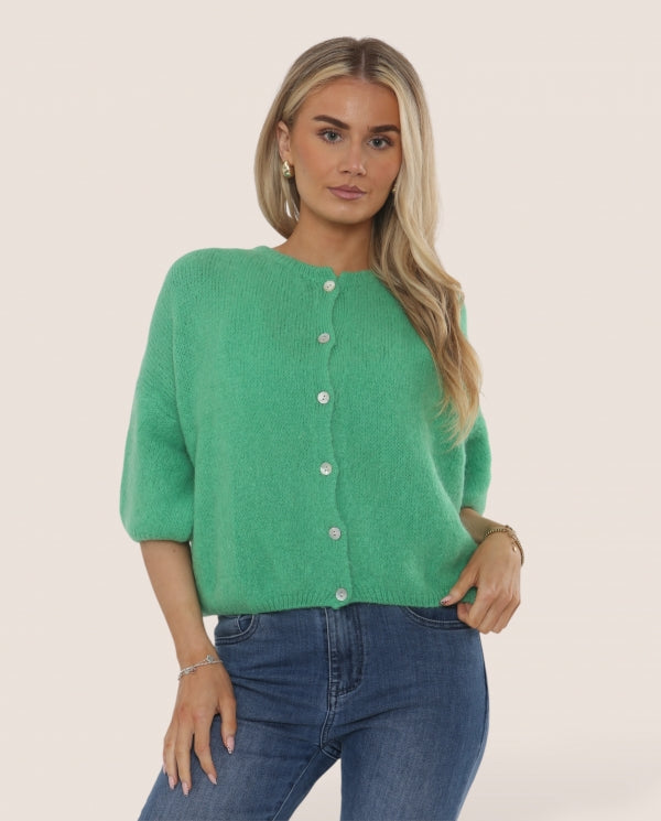 Como Mohair Cropped Sleeve Cardigan