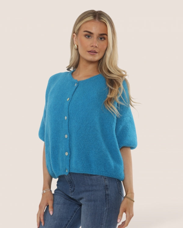 Como Mohair Cropped Sleeve Cardigan