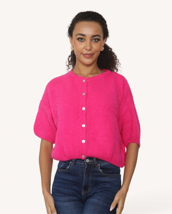 Como Mohair Cropped Sleeve Cardigan