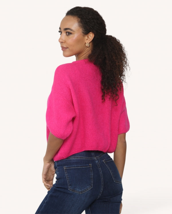 Como Mohair Cropped Sleeve Cardigan