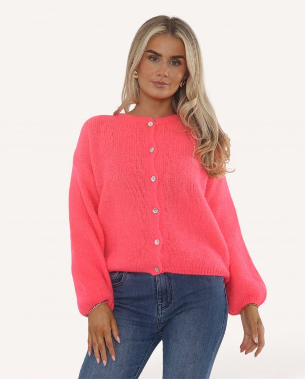 Button Through Mohair Cardigan (Round Neck)