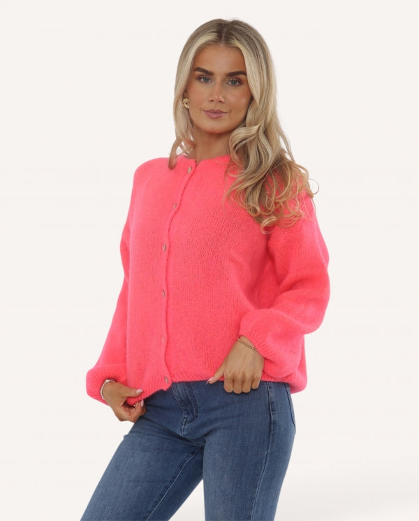 Button Through Mohair Cardigan (Round Neck)