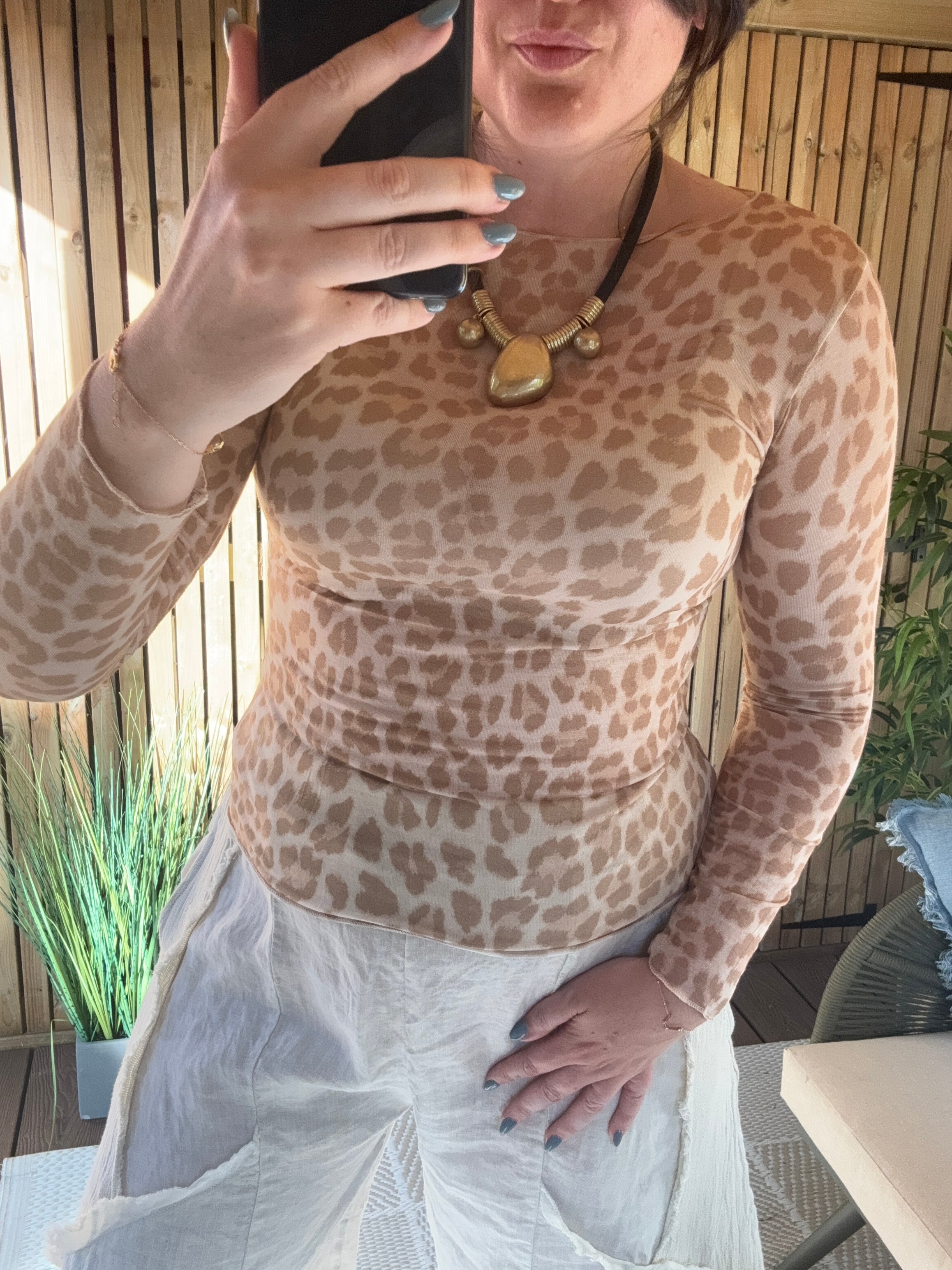 Super Soft Leopard Print Cashmere Layering Top