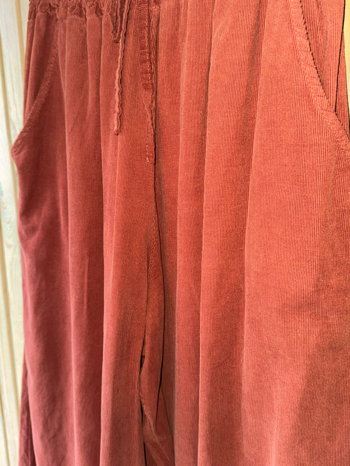 Fine Cord Wide Leg Trouser - Rust