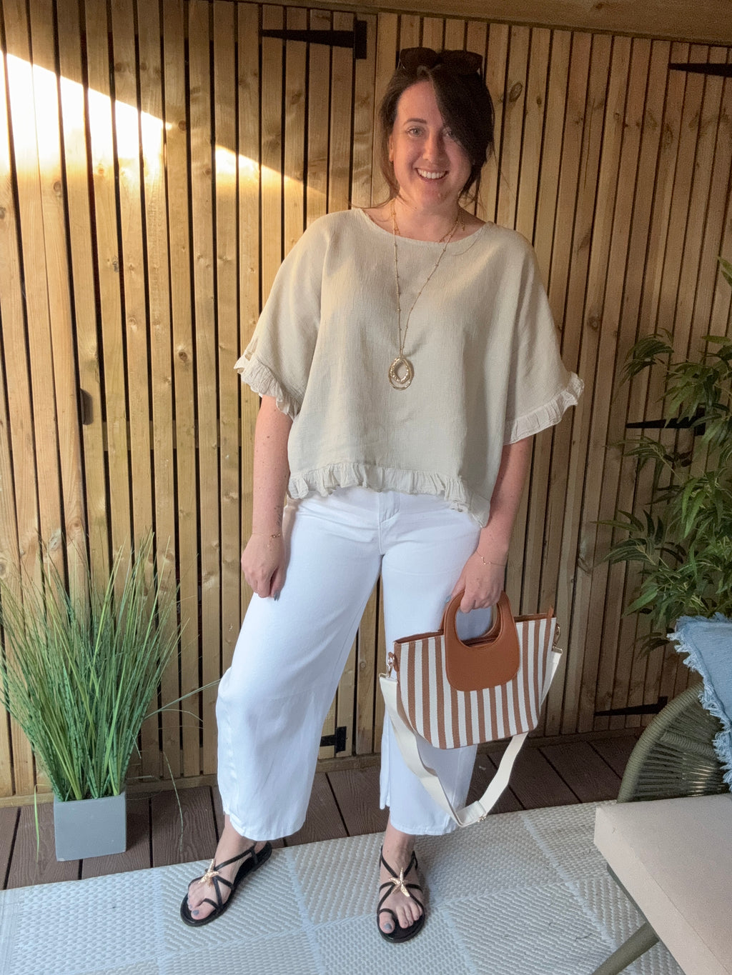 Cotton Barrel Leg Trousers