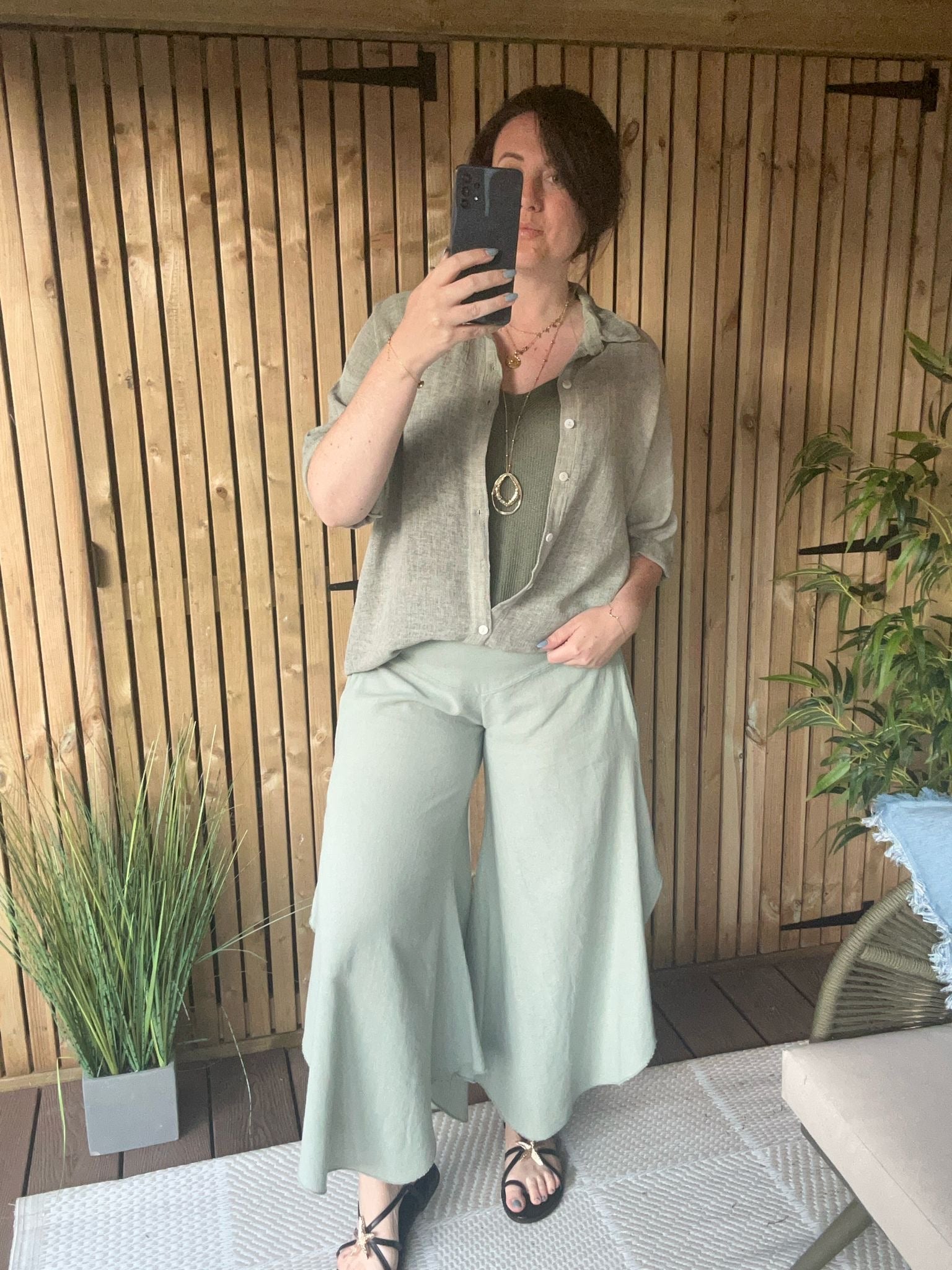 Gauze Linen Button Front Shirt