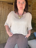 Fine Knit Cropped Top - Stone