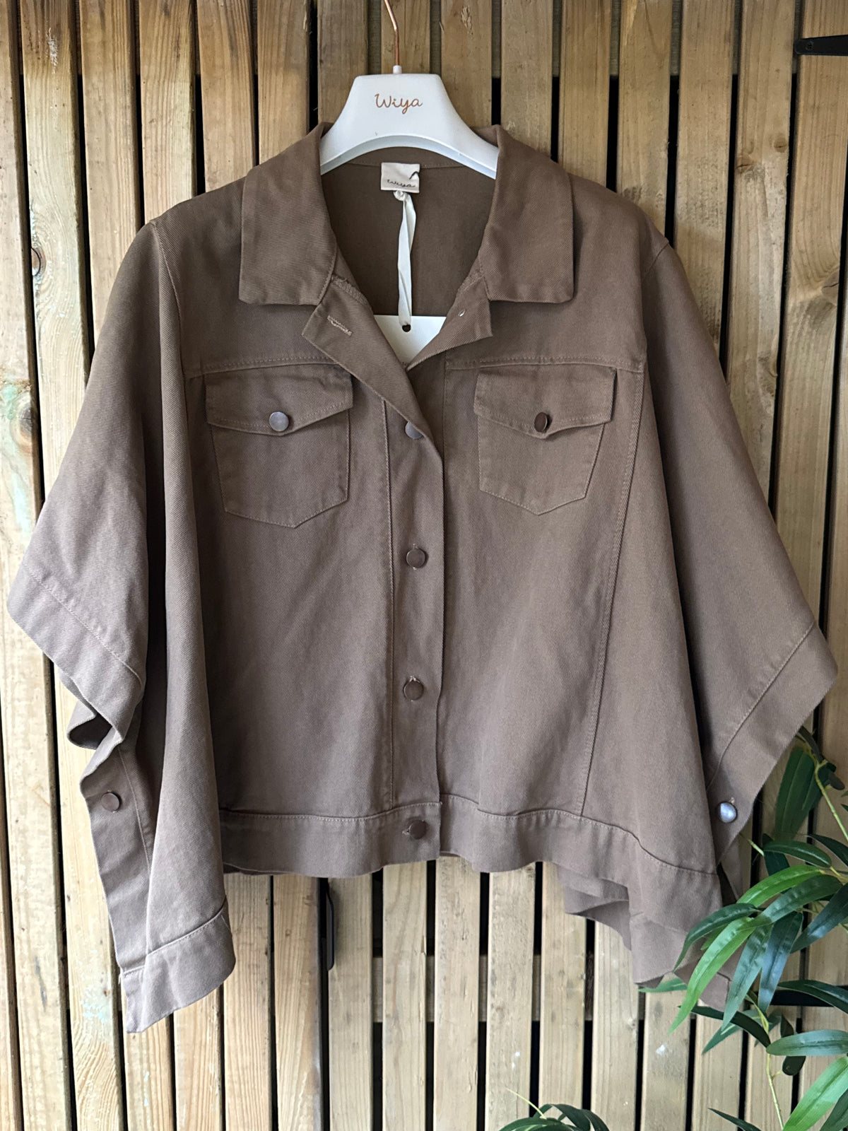 Denim Cape Jacket - Camel