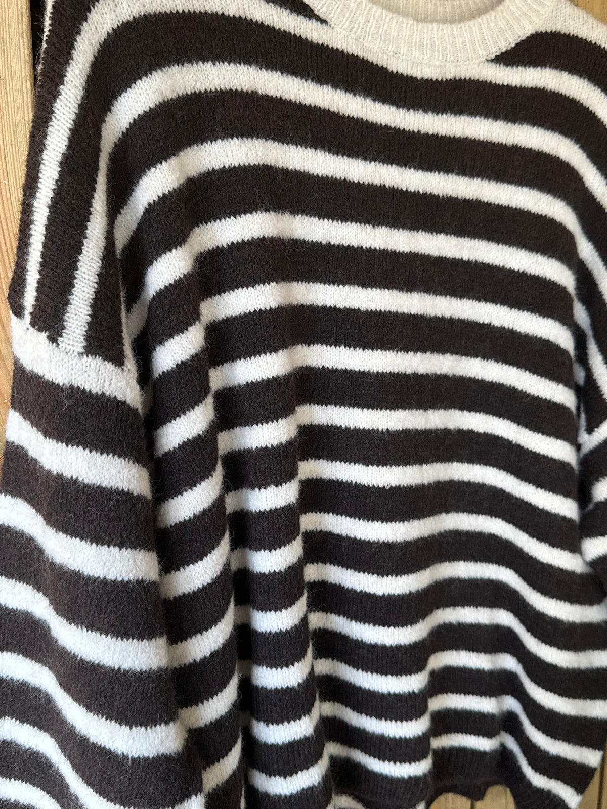 Baby Alpaca Stripe Jumper - Chocolate & Cream