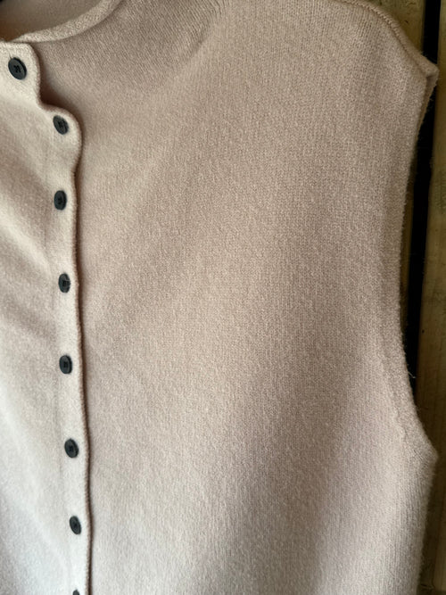 Button Down Soft Knit Tank Top - Dusty Pink